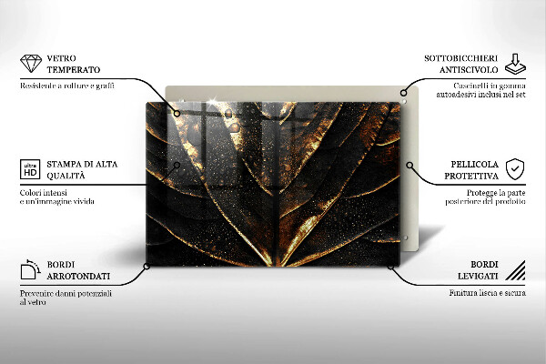 Szklana deska do kuchni Złoty liść