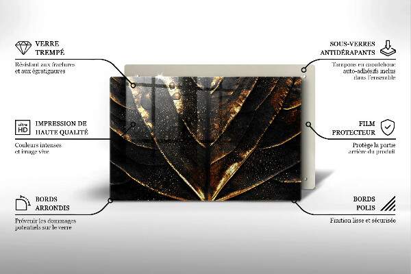 Szklana deska do kuchni Złoty liść