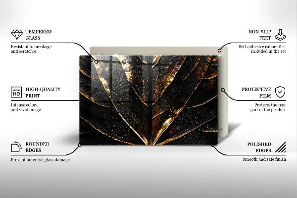 Szklana deska do kuchni Złoty liść