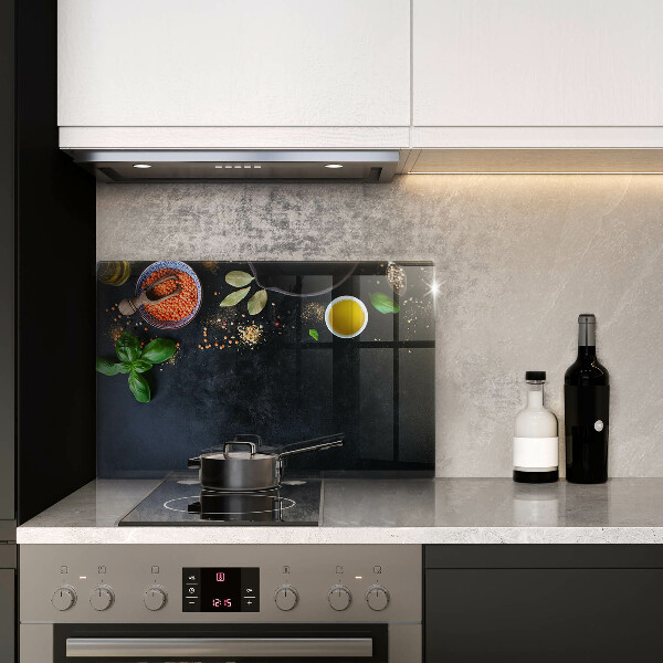 Szklana deska do kuchni Miseczki z przyprawami