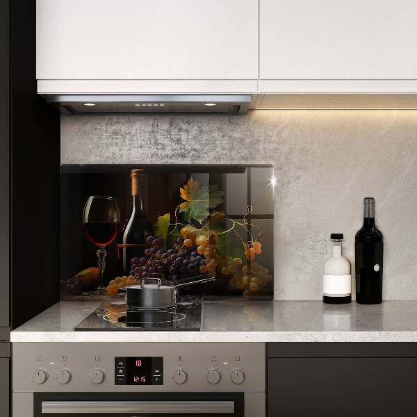 Szklana deska do kuchni Kieliszek wina i winogrona