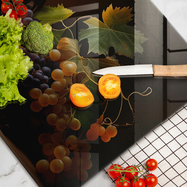 Szklana deska do kuchni Kieliszek wina i winogrona