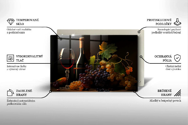 Szklana deska do kuchni Kieliszek wina i winogrona