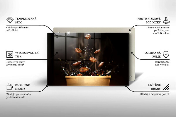 Szklana deska do kuchni Gorąca kawa ziarna