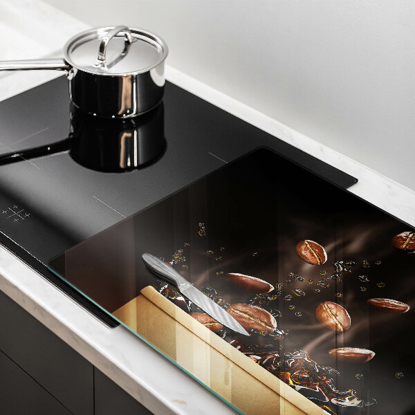 Szklana deska do kuchni Gorąca kawa ziarna