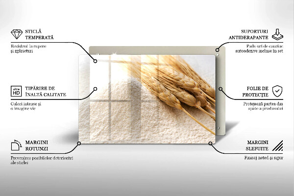 Szklana deska do kuchni Mąka i kłosy zboża