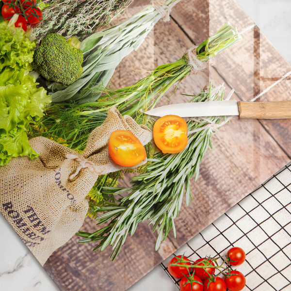 Deska do kuchni Zioła przyprawy i drewno