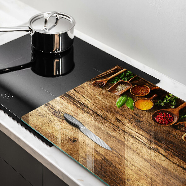 Deska do kuchni Drewniane łyżki przyprawy