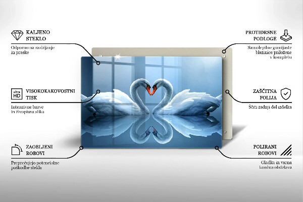 Deska do kuchni Dwa łabędzie serce