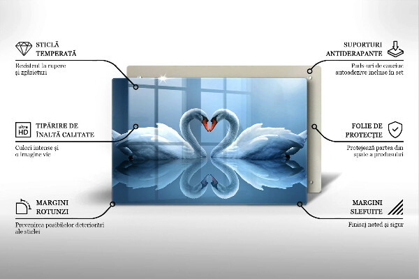 Deska do kuchni Dwa łabędzie serce