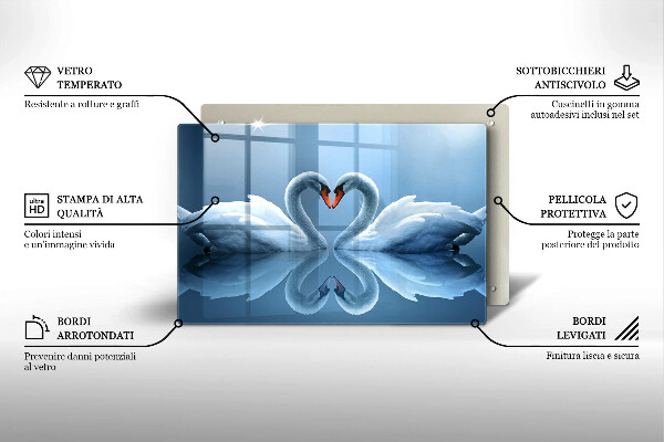 Deska do kuchni Dwa łabędzie serce