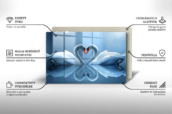 Deska do kuchni Dwa łabędzie serce
