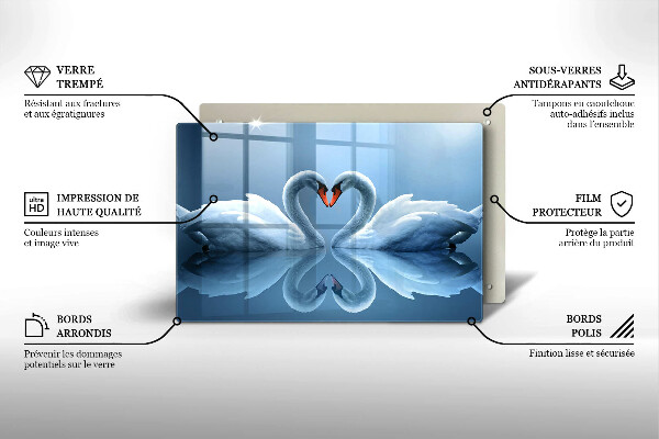 Deska do kuchni Dwa łabędzie serce