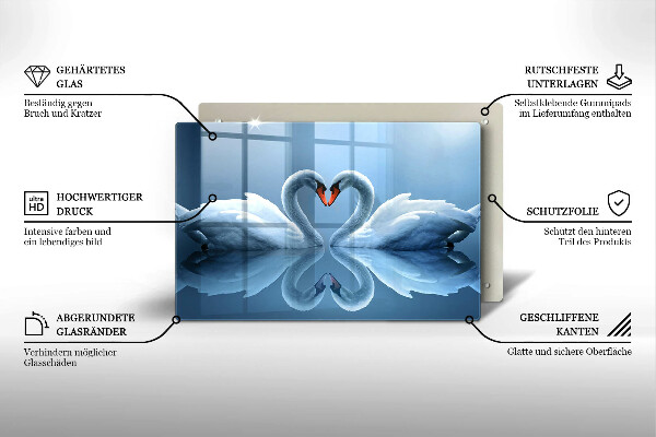 Deska do kuchni Dwa łabędzie serce