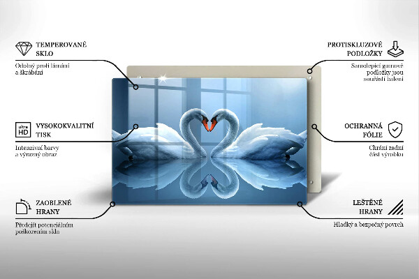 Deska do kuchni Dwa łabędzie serce