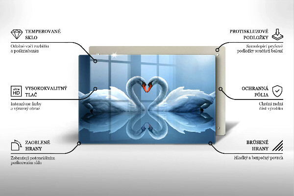 Deska do kuchni Dwa łabędzie serce