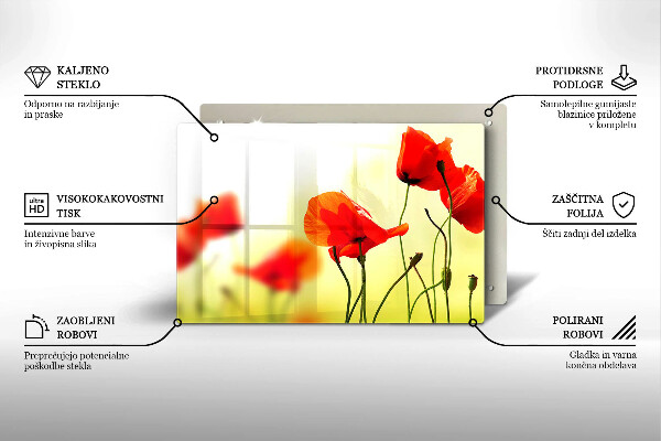 Deska do kuchni Czerwone kwiaty maki