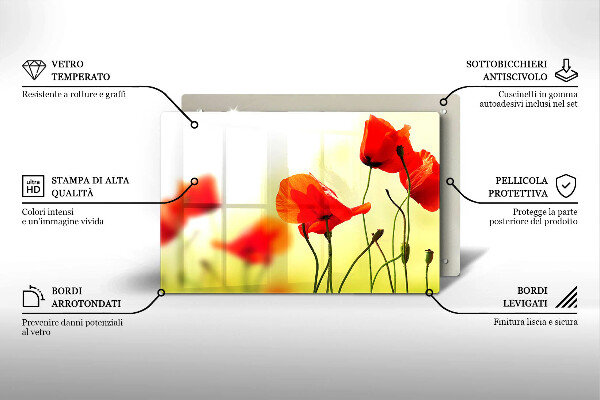 Deska do kuchni Czerwone kwiaty maki