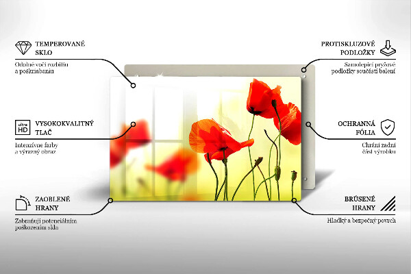 Deska do kuchni Czerwone kwiaty maki