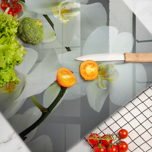 Deska do kuchni Kwiaty biała orchidea