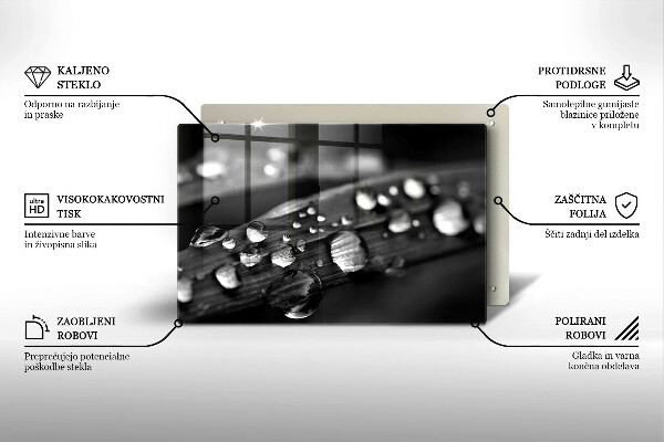 Deska do kuchni Krople rosy na liściach