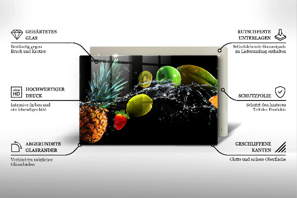 Szklana deska do kuchni Owoce w wodzie