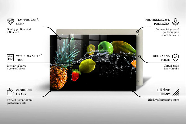Szklana deska do kuchni Owoce w wodzie