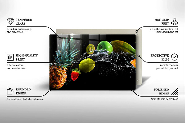 Szklana deska do kuchni Owoce w wodzie
