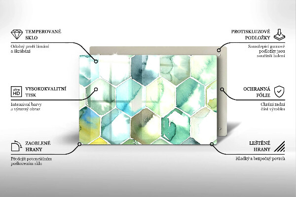 Deska do kuchni Akwarelowe heksagony