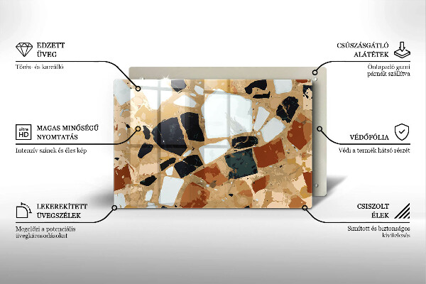 Szklana deska do kuchni Ozdobne kamienie płyta