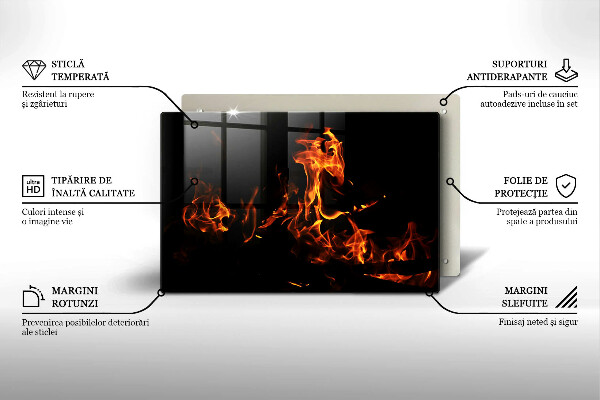 Szklana deska do kuchni Ogień żywy płomień