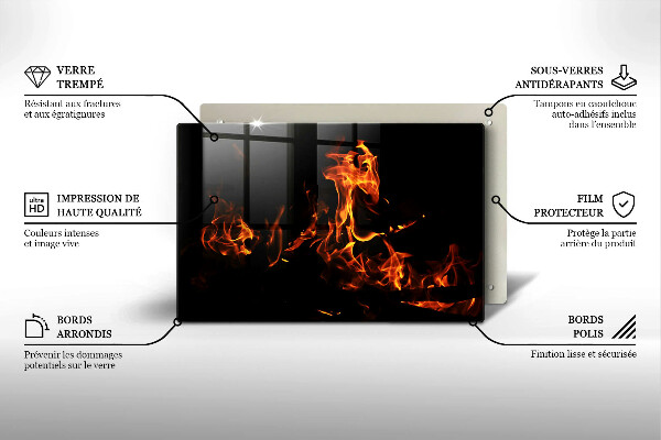 Szklana deska do kuchni Ogień żywy płomień
