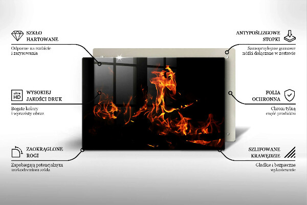Szklana deska do kuchni Ogień żywy płomień