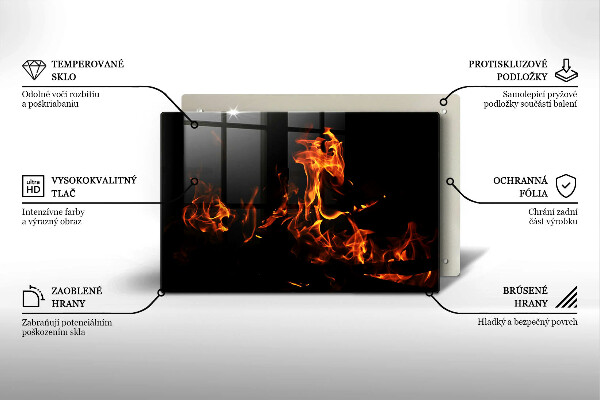 Szklana deska do kuchni Ogień żywy płomień