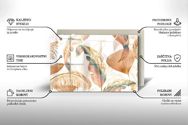 Deska do kuchni Boho pióra i liście