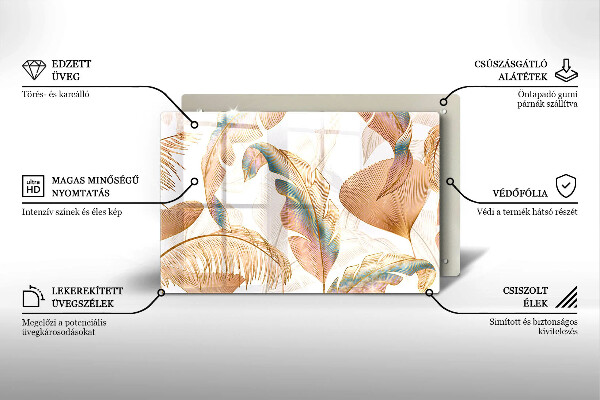 Deska do kuchni Boho pióra i liście