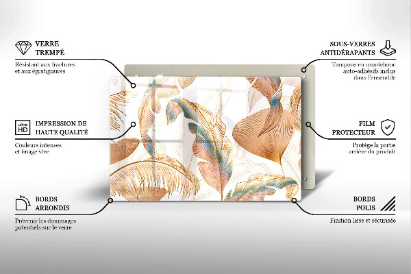 Deska do kuchni Boho pióra i liście