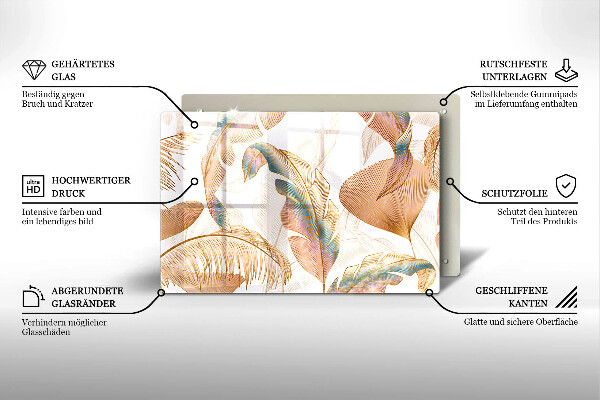 Deska do kuchni Boho pióra i liście