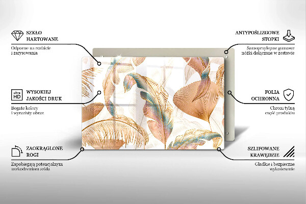 Deska do kuchni Boho pióra i liście