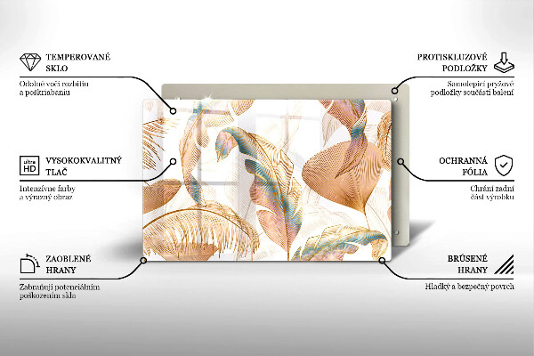 Deska do kuchni Boho pióra i liście