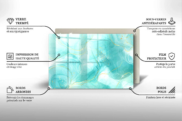 Deska do kuchni Błękitno-złota abstrakcja