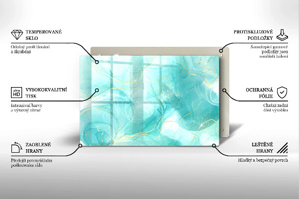 Deska do kuchni Błękitno-złota abstrakcja