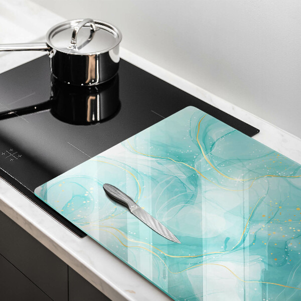 Deska do kuchni Błękitno-złota abstrakcja