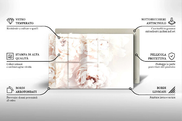 Deska do kuchni Pastelowe piwonie