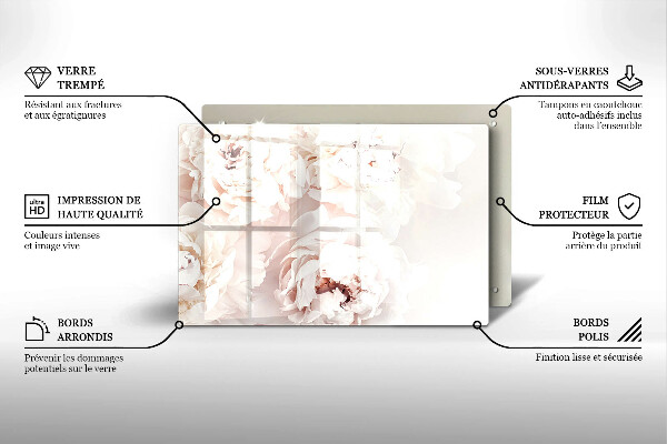 Deska do kuchni Pastelowe piwonie