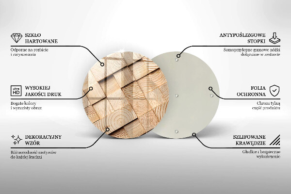 Deska kuchenna szklana Drewniane kwadraty