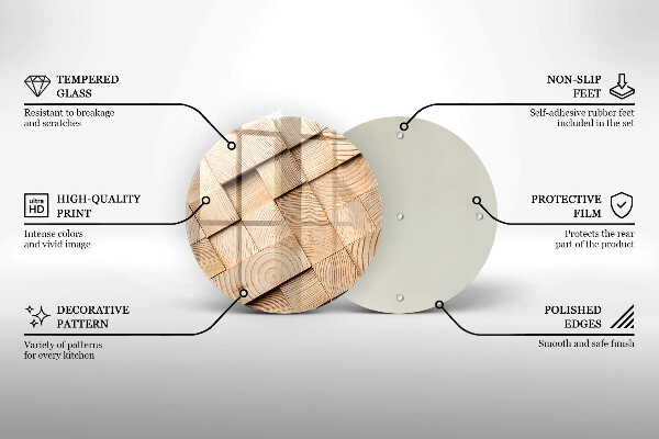 Deska kuchenna szklana Drewniane kwadraty