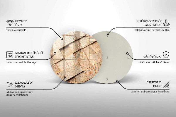 Deska kuchenna szklana Drewniane kwadraty