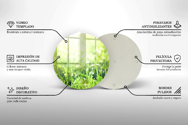 Deska kuchenna szklana Natura - trawa i rosa