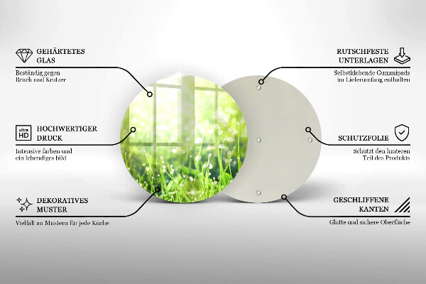 Deska kuchenna szklana Natura - trawa i rosa